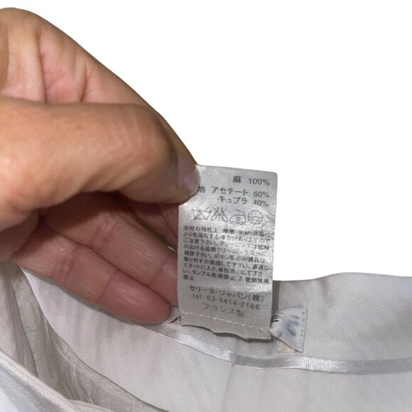 Celine Womens Trousers Size 46 White Wide Leg Pockets Classic Pure Linen - Picture 7 of 9